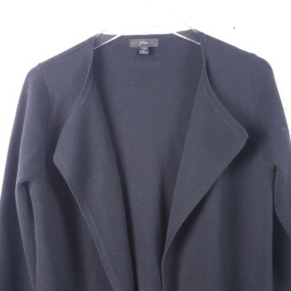 J. Crew Juliette Collarless Sweater Blazer Black Open Front Long Size XXS - Picture 4 of 10